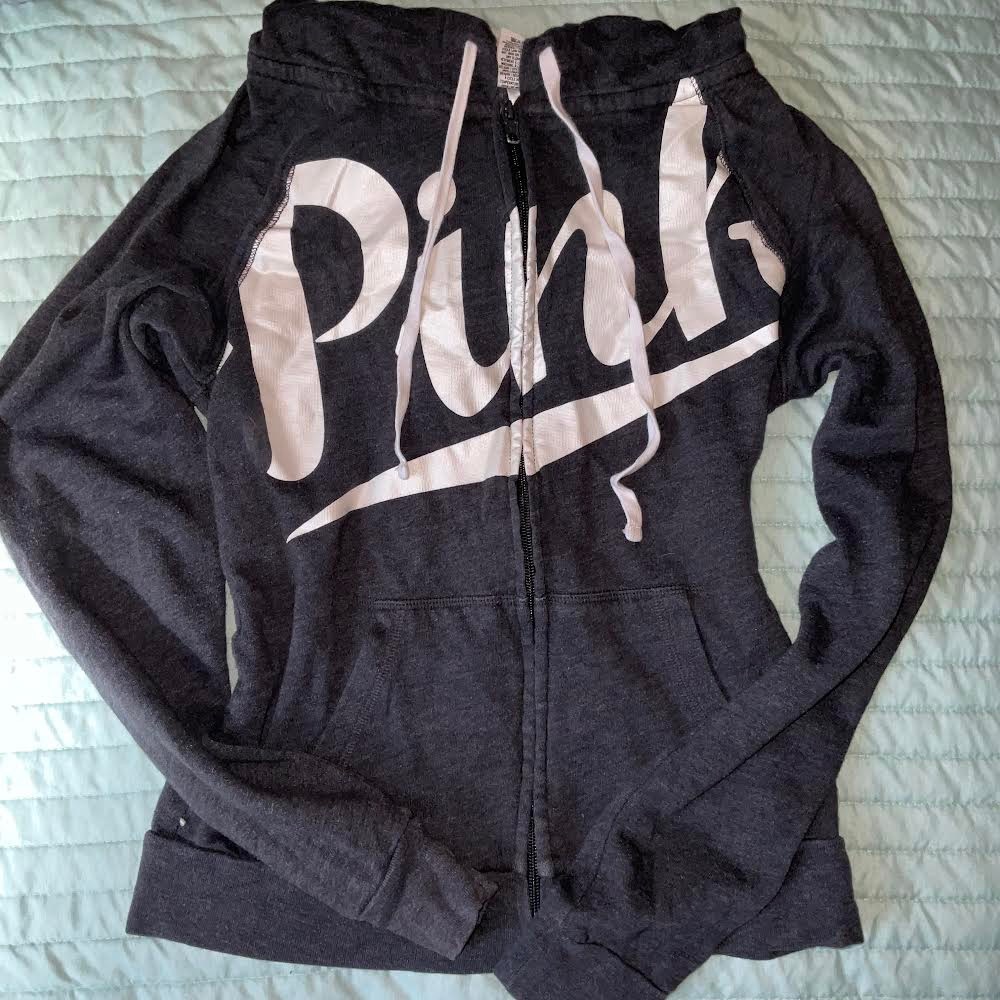 PINK Grey Zip Up Sweater